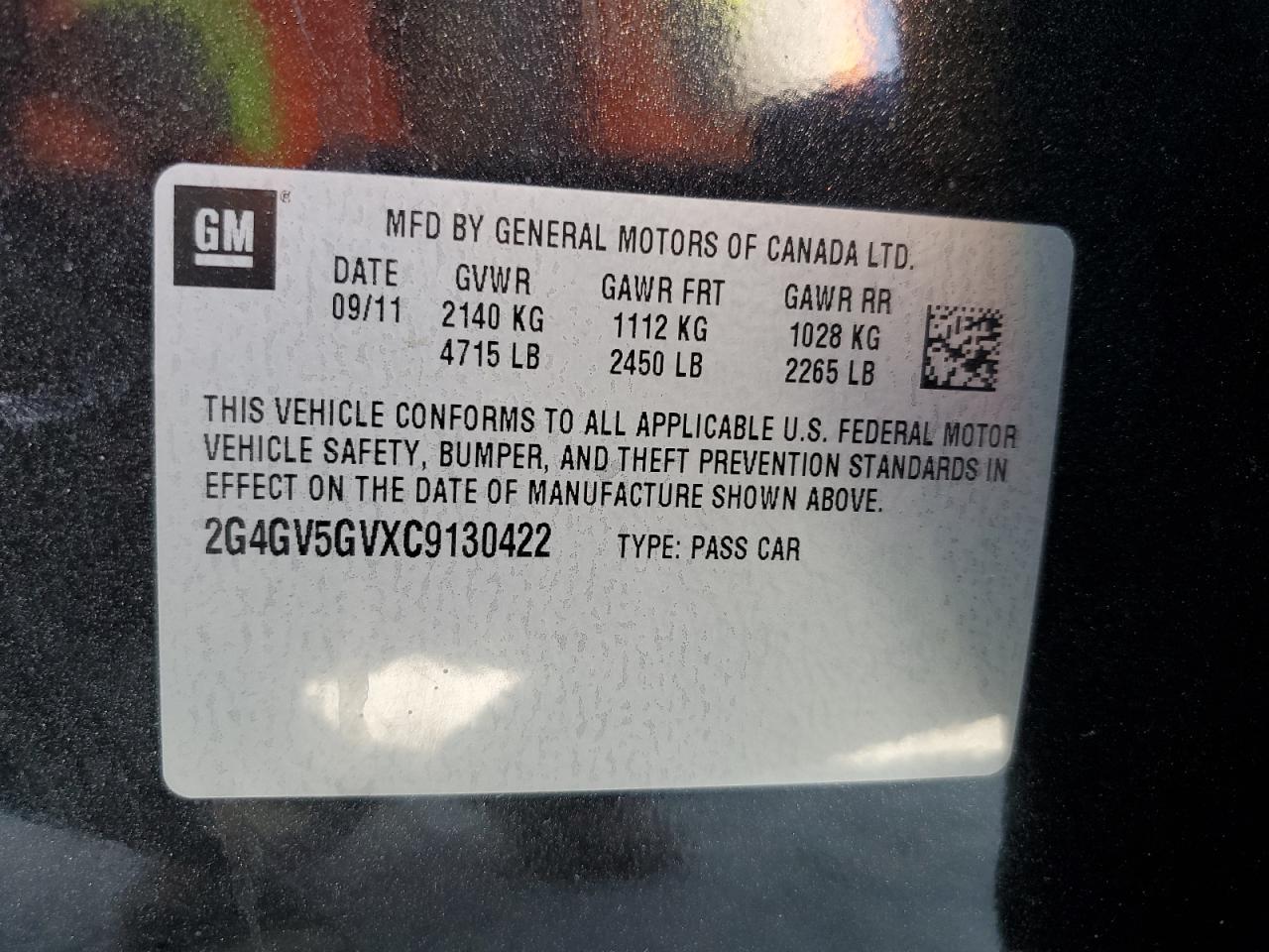 2012 Buick Regal Gs VIN: 2G4GV5GVXC9130422 Lot: 61624365