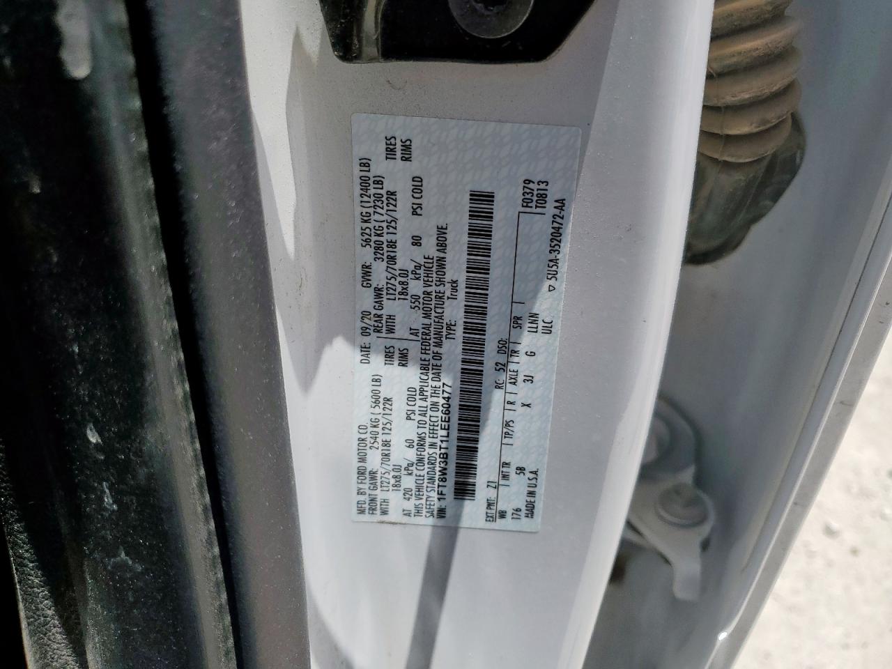 2020 Ford F350 Super Duty VIN: 1FT8W3BT1LEE60477 Lot: 58448915