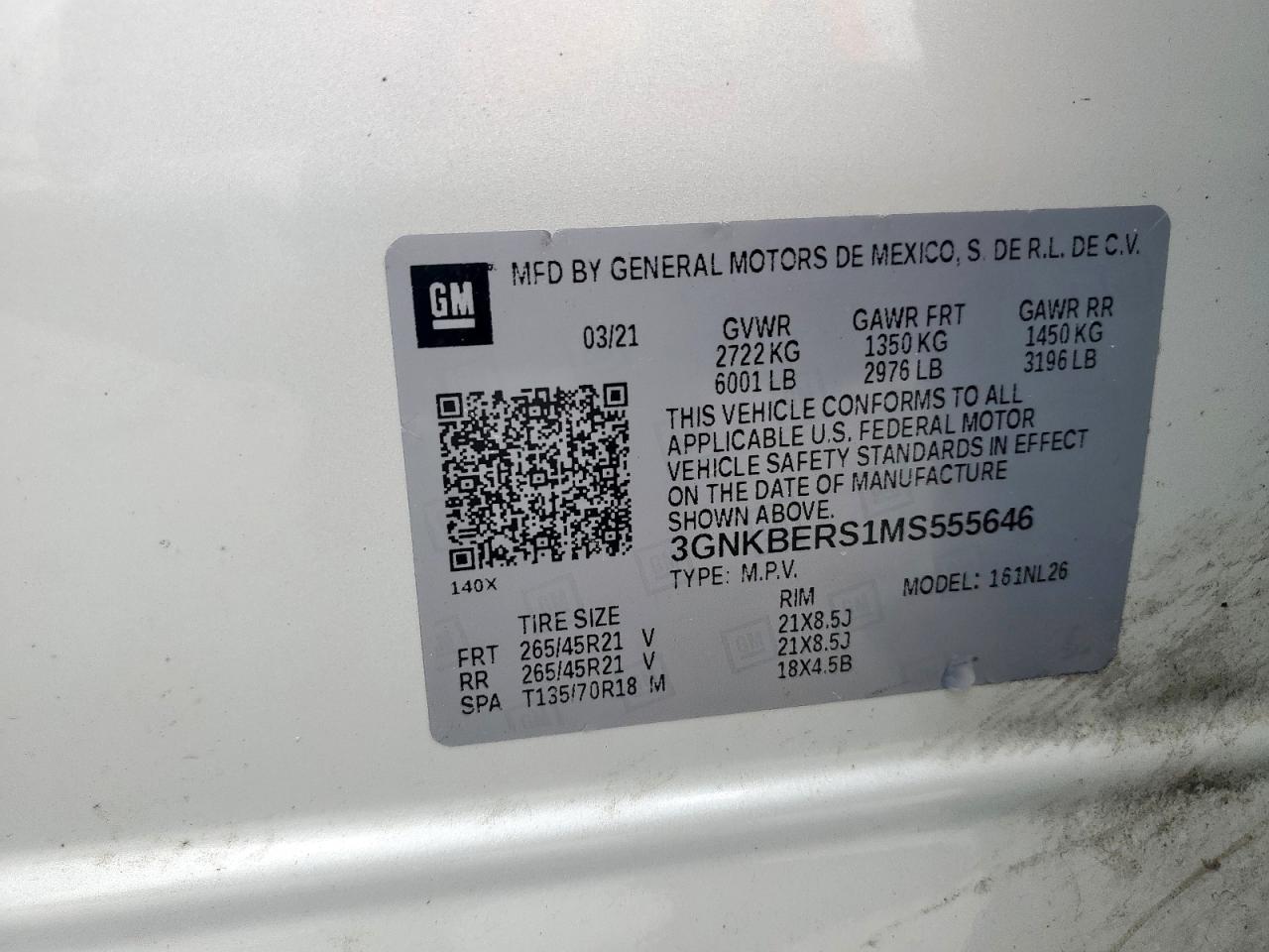 2021 Chevrolet Blazer Rs VIN: 3GNKBERS1MS555646 Lot: 60567725