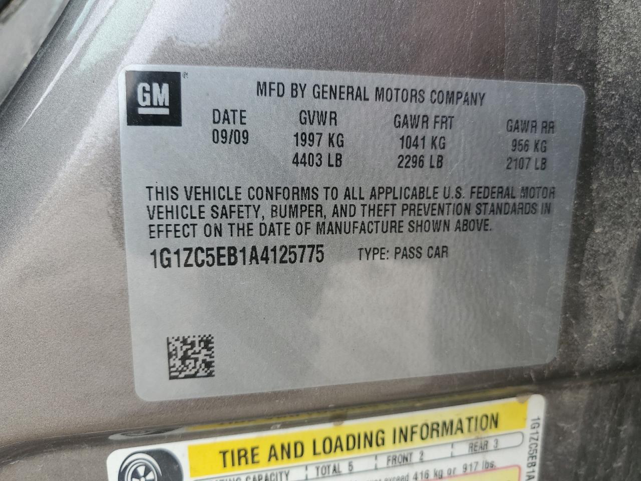 2010 Chevrolet Malibu 1Lt VIN: 1G1ZC5EB1A4125775 Lot: 61383855