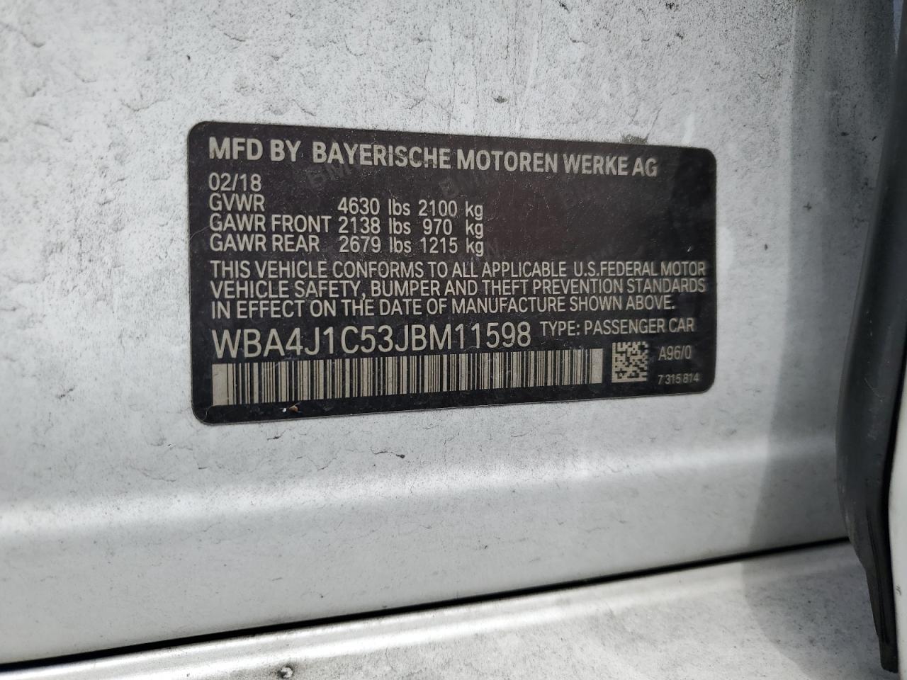 2018 BMW 430I Gran Coupe VIN: WBA4J1C53JBM11598 Lot: 60696105