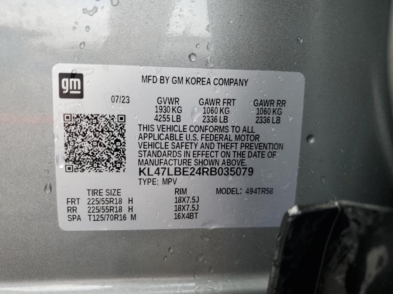 2024 Buick Envista Sport Touring VIN: KL47LBE24RB035079 Lot: 61381115