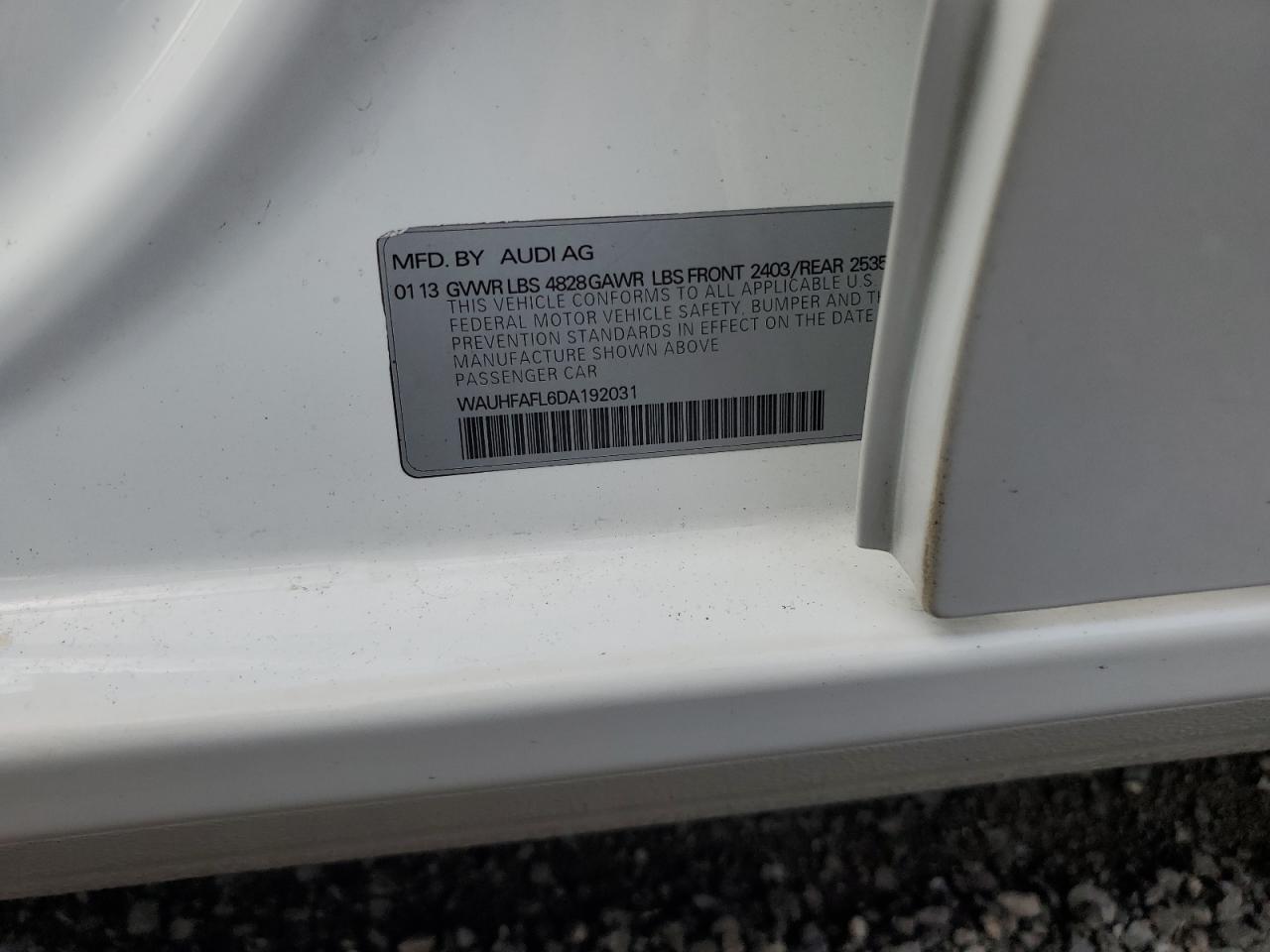 2013 Audi A4 Premium Plus VIN: WAUHFAFL6DA192031 Lot: 62758625