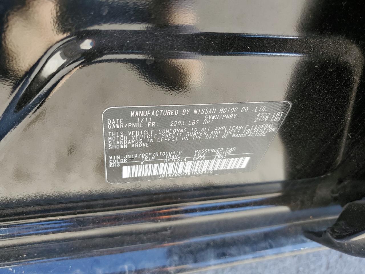 2011 Nissan Leaf Sv VIN: JN1AZ0CP7BT000410 Lot: 61842335