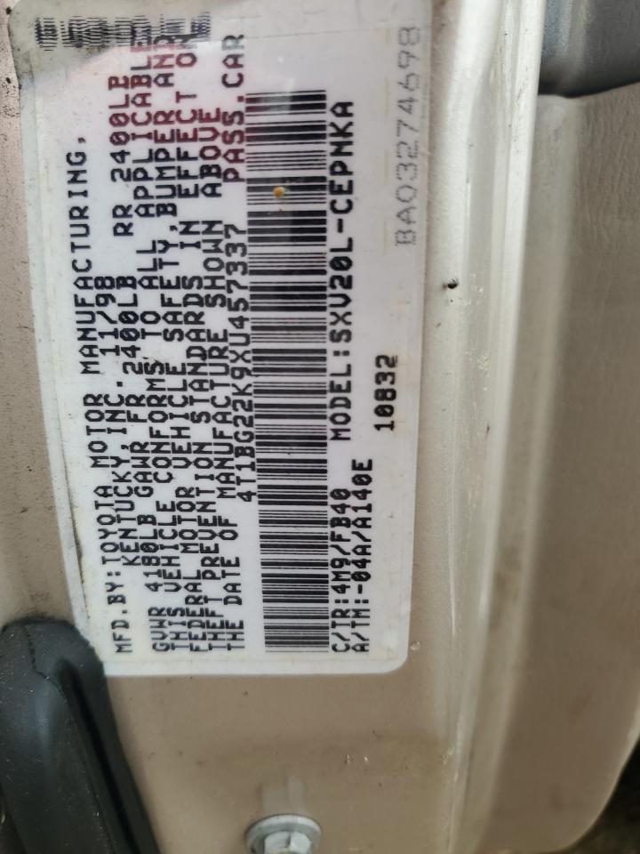 1999 Toyota Camry Ce VIN: 4T1BG22K9XU457337 Lot: 59605625