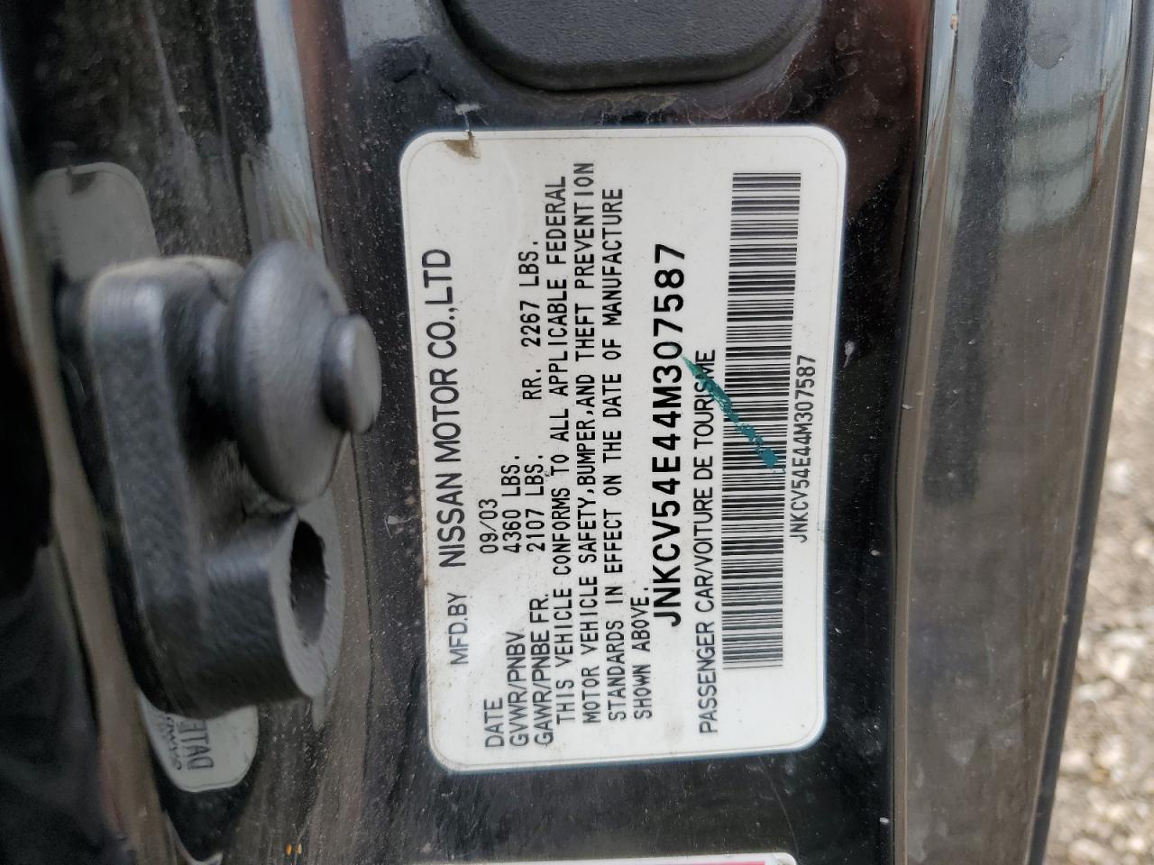 2004 Infiniti G35 VIN: JNKCV54E44M307587 Lot: 61578825