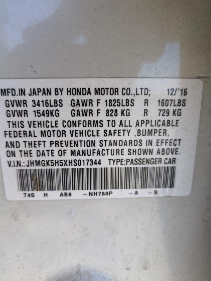 2017 Honda Fit Lx VIN: JHMGK5H5XHS017344 Lot: 62585875