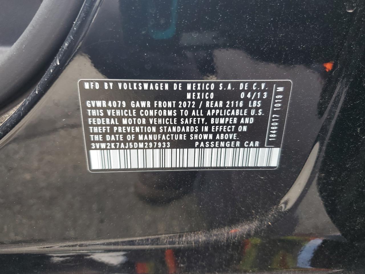 VOLKSWAGEN JETTA 2013 VIN 3VW2K7AJ5DM297933 фото 12