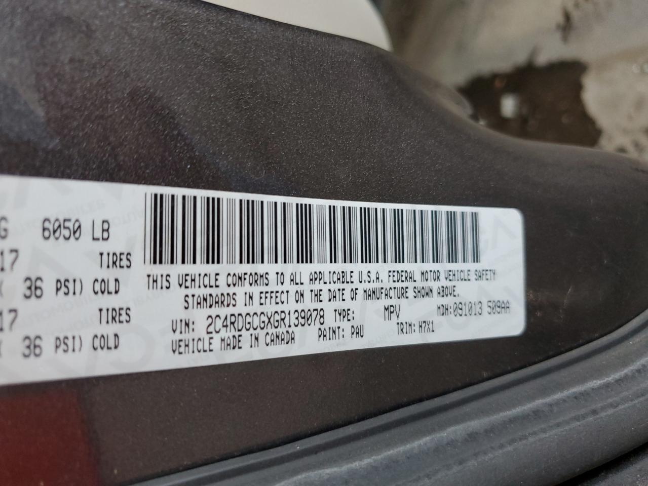 2016 Dodge Grand Caravan Sxt VIN: 2C4RDGCGXGR139078 Lot: 62002685