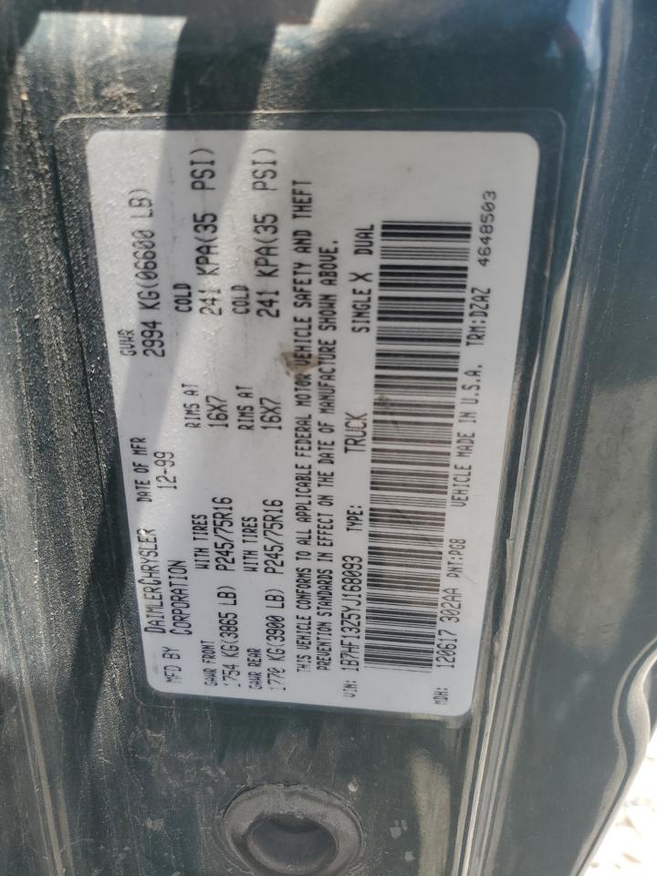 2000 Dodge Ram 1500 VIN: 1B7HF13Z5YJ168093 Lot: 62377615