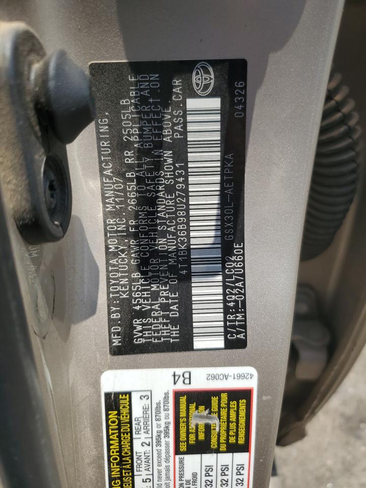 2008 Toyota Avalon Xl VIN: 4T1BK36B98U279431 Lot: 60331875