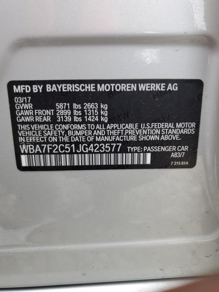 2018 BMW 750 Xi VIN: WBA7F2C51JG423577 Lot: 61958705