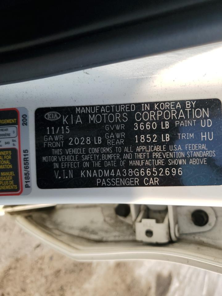2016 Kia Rio Lx VIN: KNADM4A38G6652696 Lot: 59779515