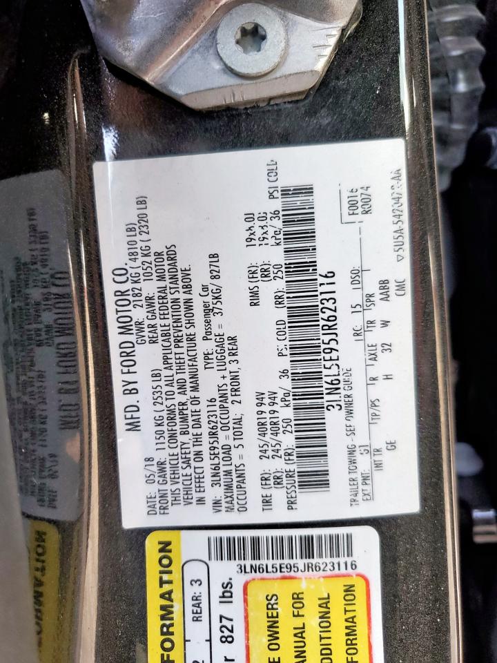 2018 Lincoln Mkz Reserve VIN: 3LN6L5E95JR623116 Lot: 60706705