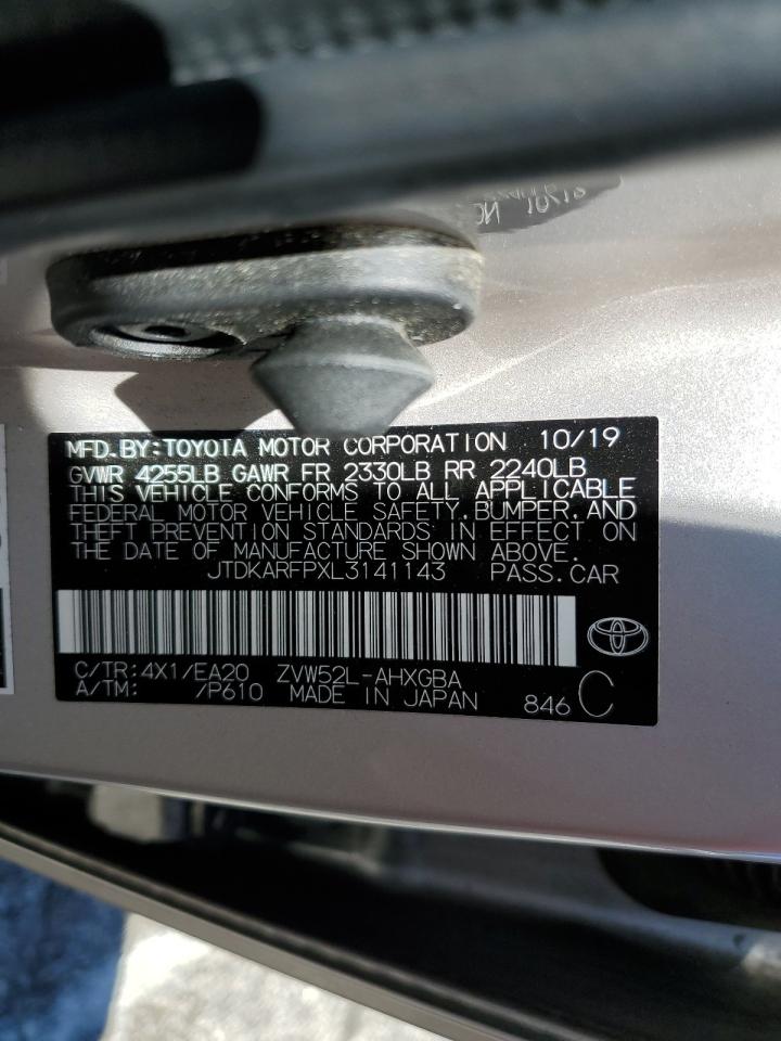 2020 Toyota Prius Prime Le VIN: JTDKARFPXL3141143 Lot: 62798985