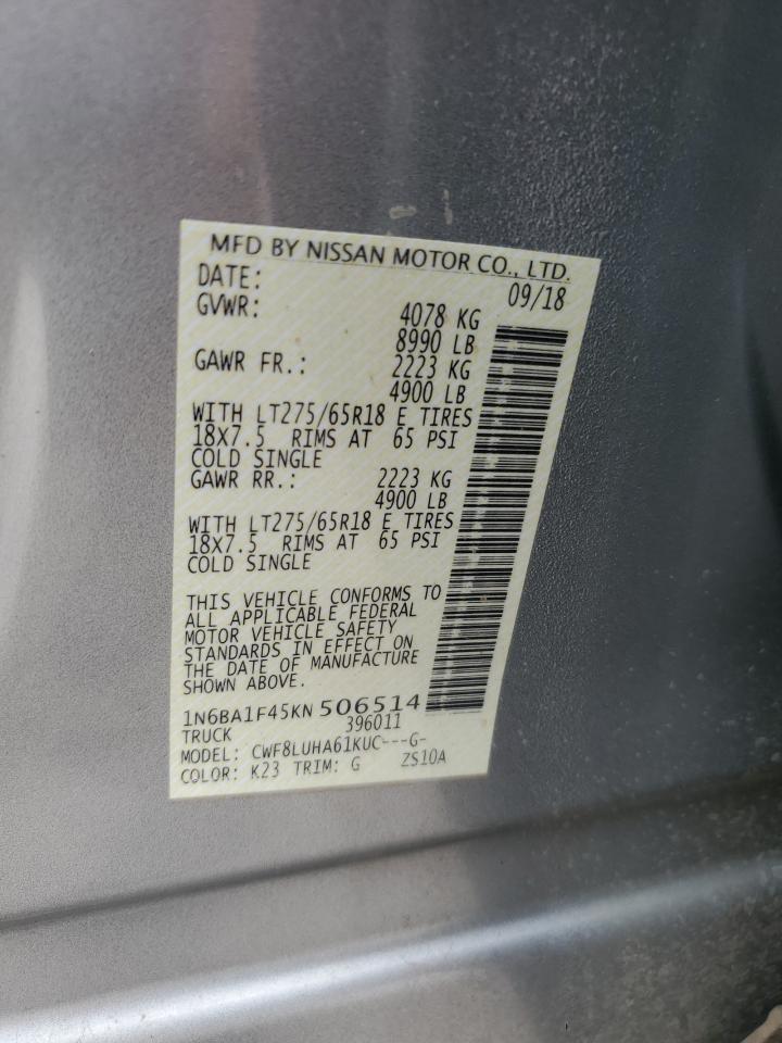 2019 Nissan Titan Xd Sl VIN: 1N6BA1F45KN506514 Lot: 61876325