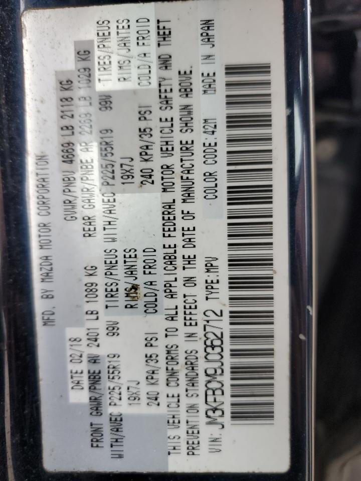 2018 Mazda Cx-5 Touring VIN: JM3KFBCM9J0362712 Lot: 62322725
