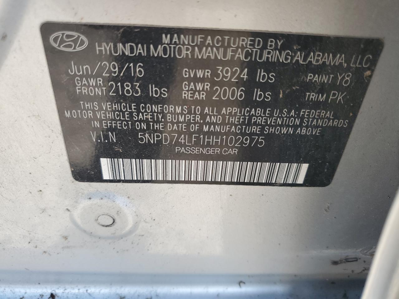 HYUNDAI ELANTRA 2017 VIN 5NPD74LF1HH102975 zdjęcie 12