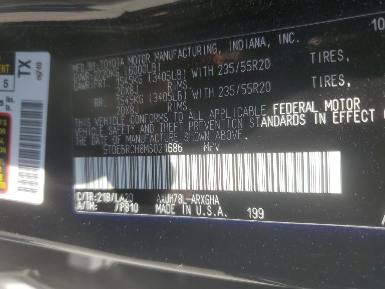 2021 Toyota Highlander Hybrid Platinum VIN: 5TDEBRCH8MS021686 Lot: 61688145