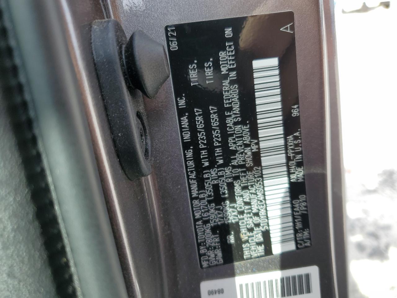 2021 Toyota Sienna Xle VIN: 5TDYRKEC4MS053102 Lot: 60644745