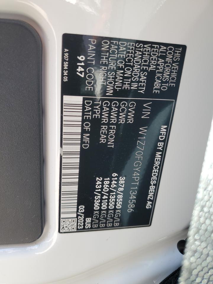 2023 Mercedes-Benz Sprinter 1500 VIN: W1Z70FGY4PT134586 Lot: 62429685
