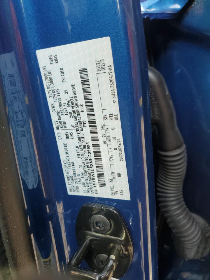 2022 Ford F150 Supercrew VIN: 1FTEW1E8XNFC05693 Lot: 59384615