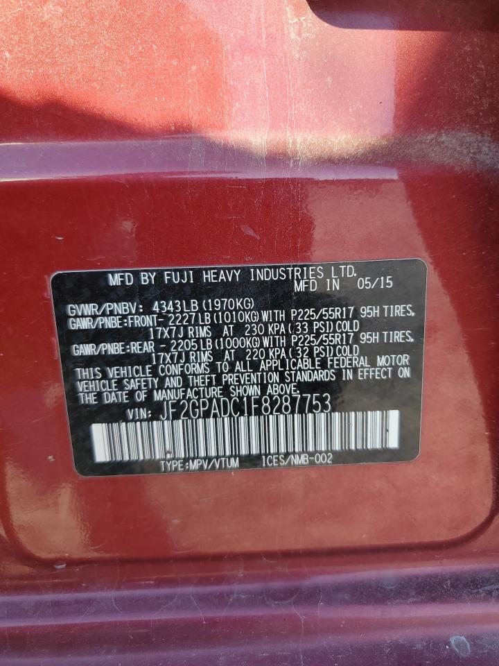 2015 Subaru Xv Crosstrek 2.0 Premium VIN: JF2GPADC1F8287753 Lot: 62186365