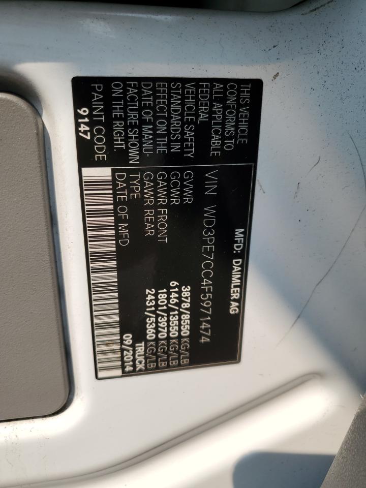 2015 Mercedes-Benz Sprinter 2500 VIN: WD3PE7CC4F5971474 Lot: 59853685