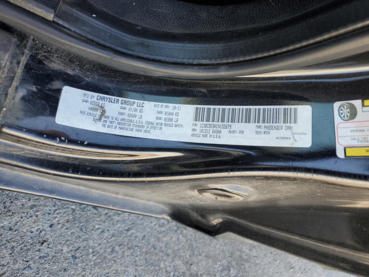 2012 Chrysler 200 Touring VIN: 1C3BCBEB0CN155679 Lot: 62938975