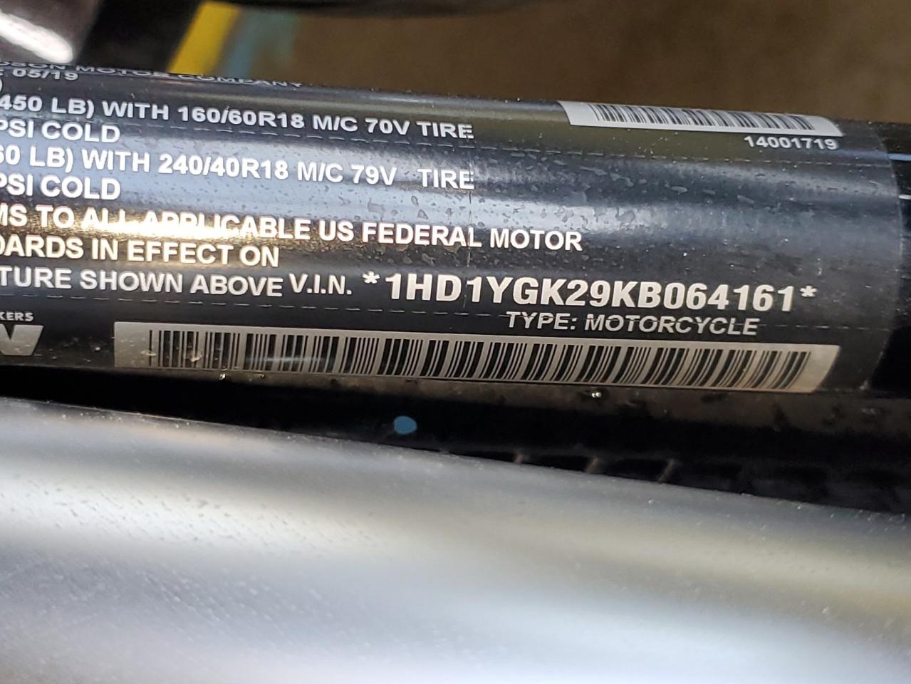 2019 Harley-Davidson Flfbs VIN: 1HD1YGK29KB064161 Lot: 60608685