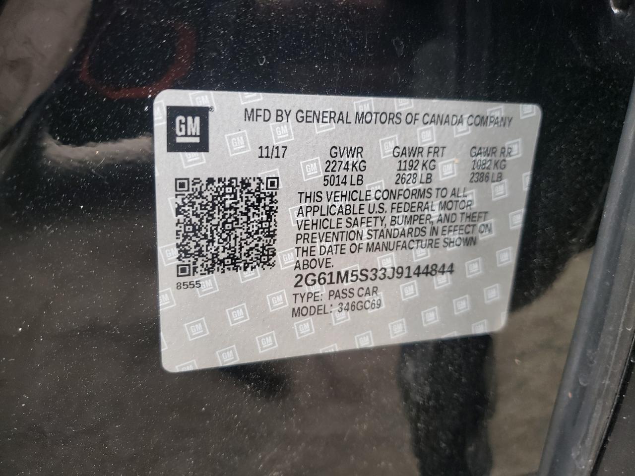 2018 Cadillac Xts Luxury VIN: 2G61M5S33J9144844 Lot: 62409115