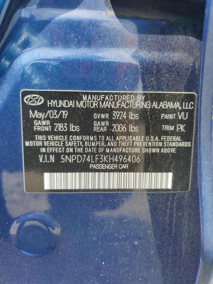 2019 Hyundai Elantra Se VIN: 5NPD74LF3KH496406 Lot: 60423785