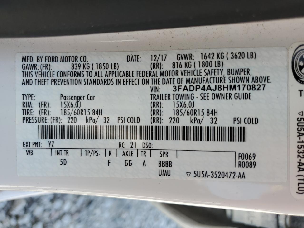 FORD FIESTA 2017 VIN 3FADP4AJ8HM170827 фото 12