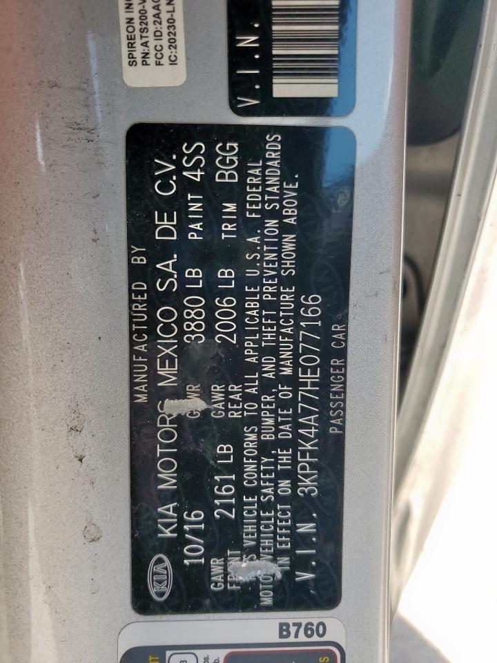 2017 Kia Forte Lx VIN: 3KPFK4A77HE077166 Lot: 62095415