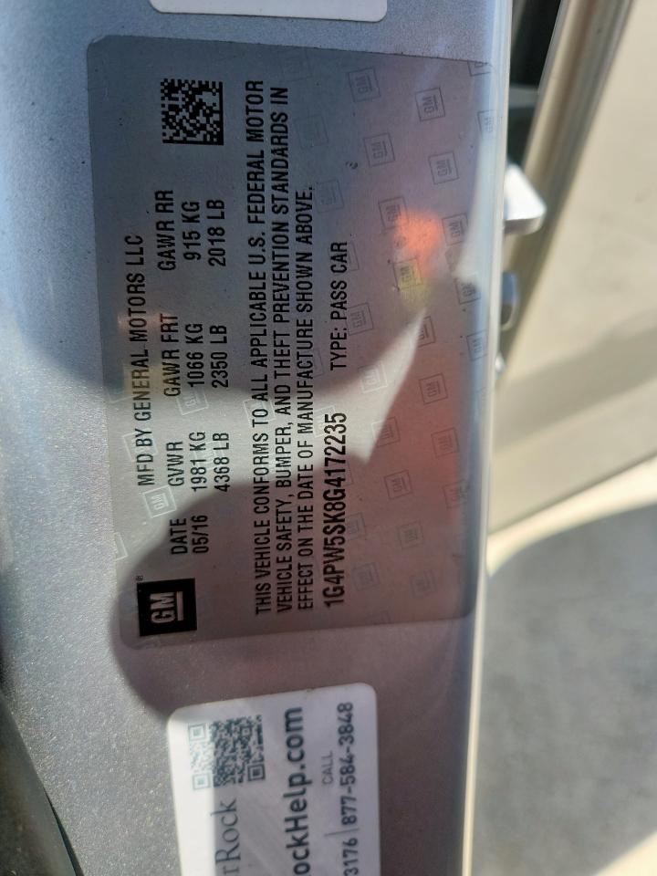 2016 Buick Verano Sport Touring VIN: 1G4PW5SK8G4172235 Lot: 62711875