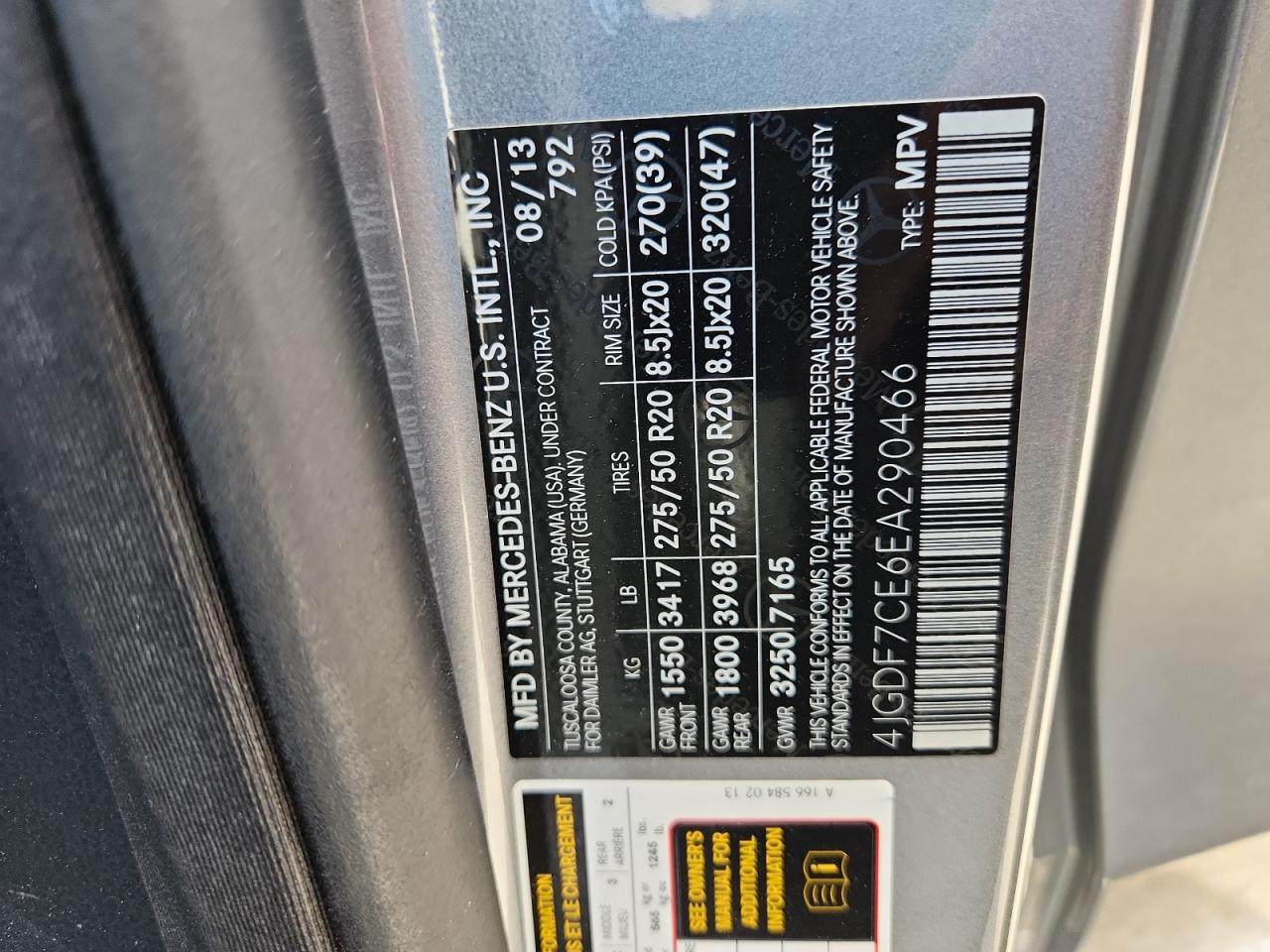 2014 Mercedes-Benz Gl 450 4Matic VIN: 4JGDF7CE6EA290466 Lot: 61823645