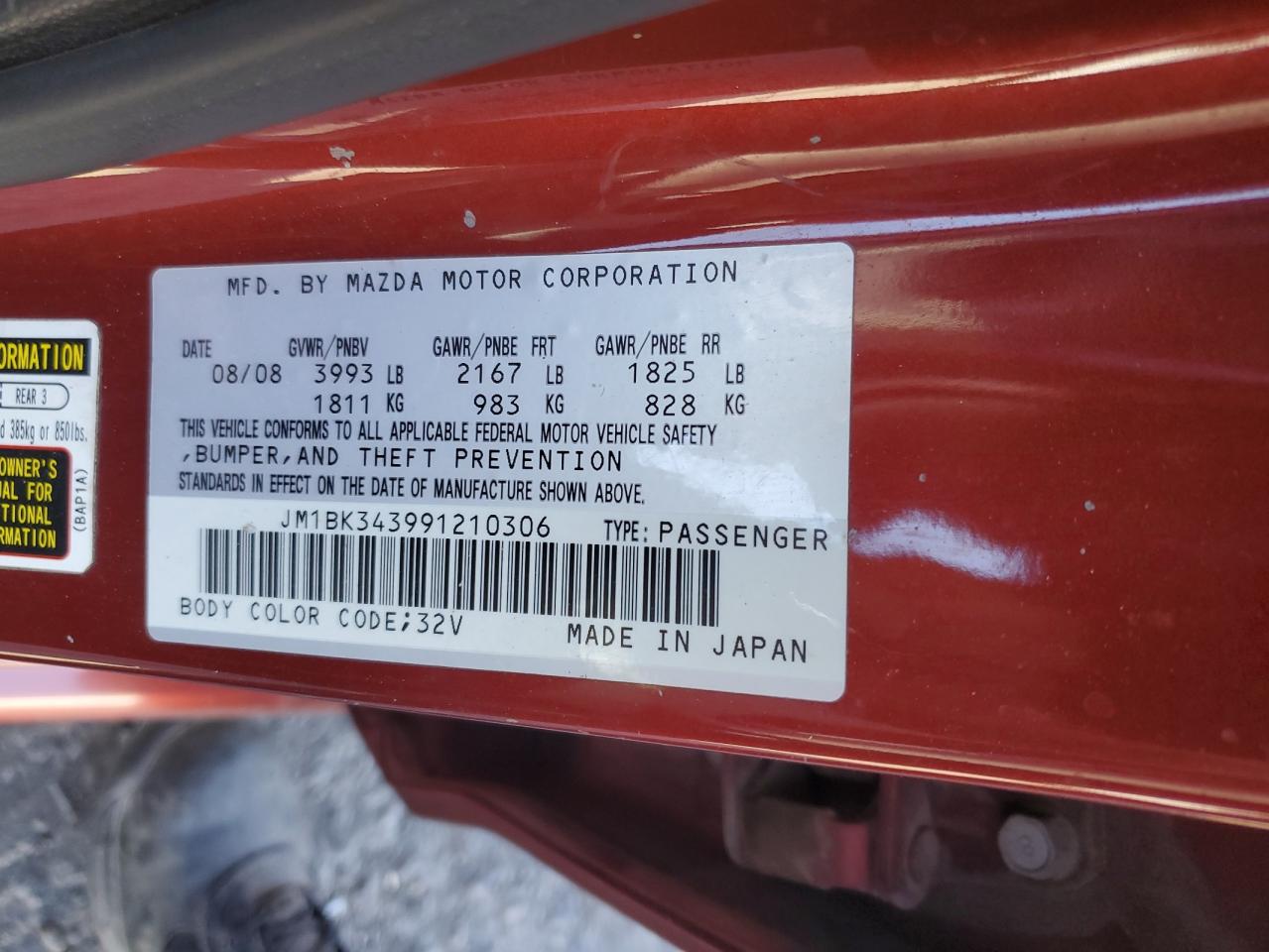 2009 Mazda 3 S VIN: JM1BK343991210306 Lot: 62683105