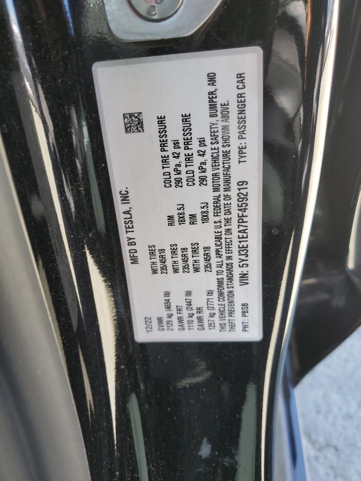 2023 Tesla Model 3 VIN: 5YJ3E1EA7PF459219 Lot: 61571435