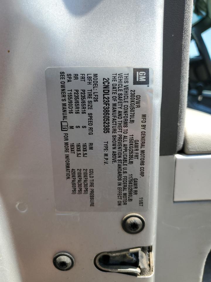 2008 Chevrolet Equinox Ls VIN: 2CNDL23F386052385 Lot: 62841245