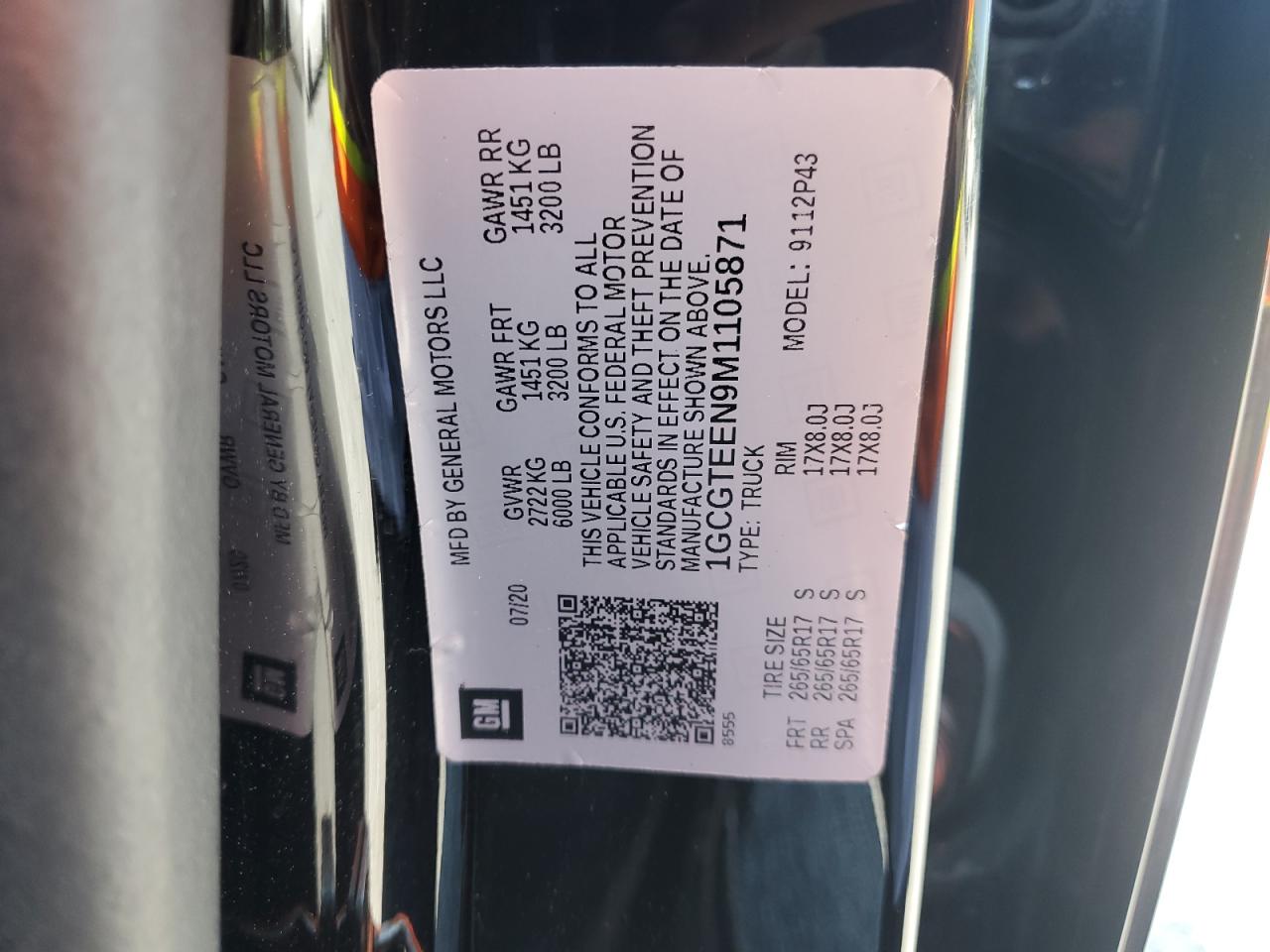 2021 Chevrolet Colorado Zr2 VIN: 1GCGTEEN9M1105871 Lot: 62886025
