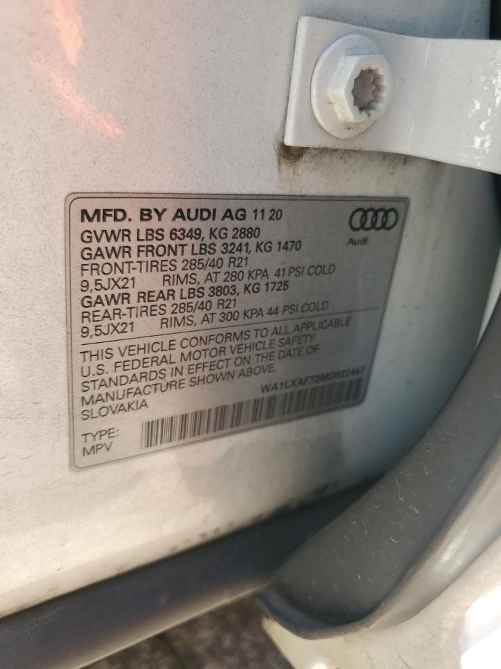 2021 Audi Q7 Premium Plus VIN: WA1LXAF72MD022447 Lot: 62690565
