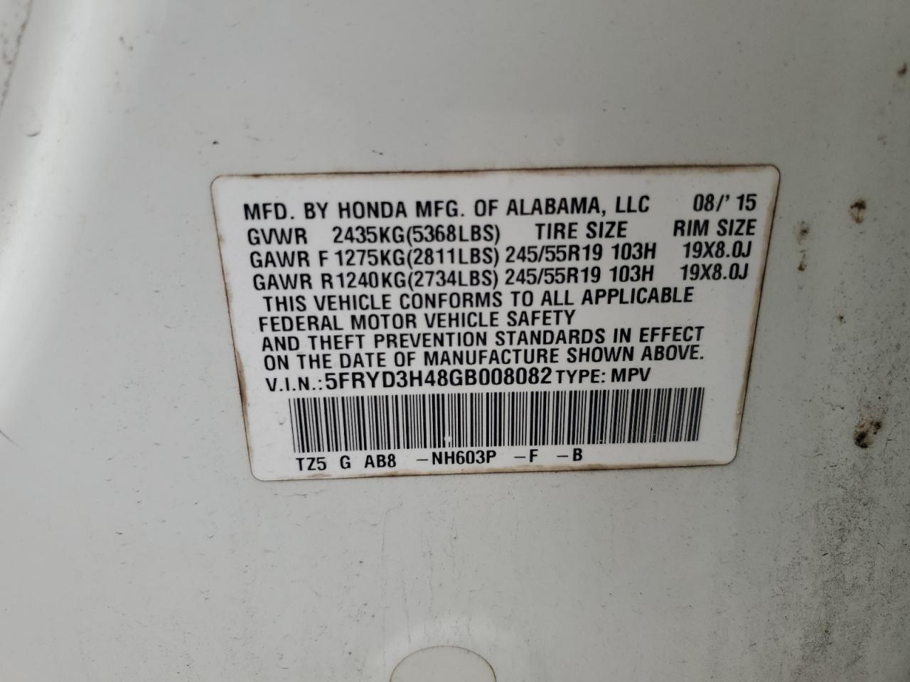 2016 Acura Mdx Technology VIN: 5FRYD3H48GB008082 Lot: 57636905