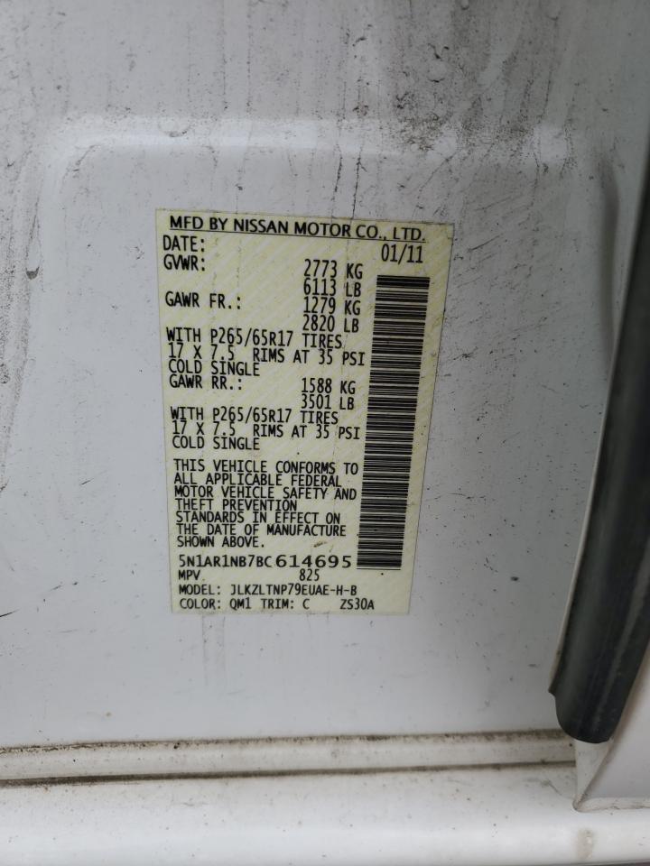 2011 Nissan Pathfinder S VIN: 5N1AR1NB7BC614695 Lot: 59202495