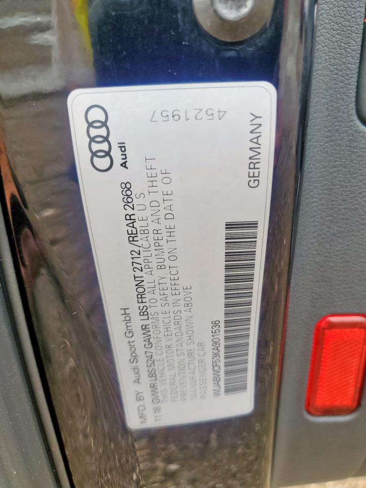 2019 Audi Rs5 VIN: WUABWCF53KA901536 Lot: 60992025