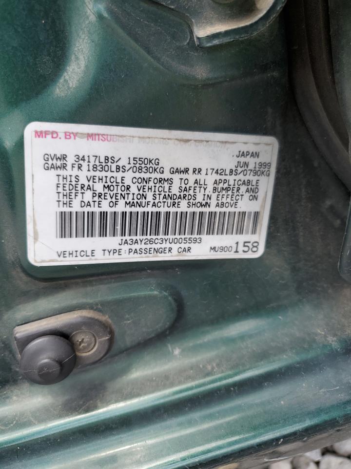 2000 Mitsubishi Mirage De VIN: JA3AY26C3YU005593 Lot: 61607535