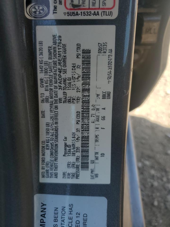 2014 Ford Fiesta Se VIN: 3FADP4EJ6EM117629 Lot: 61739095
