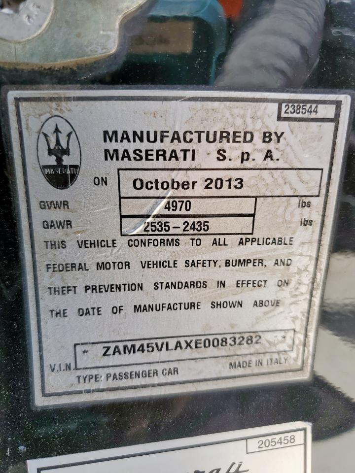 2014 Maserati Granturismo S VIN: ZAM45VLAXE0083282 Lot: 61799155