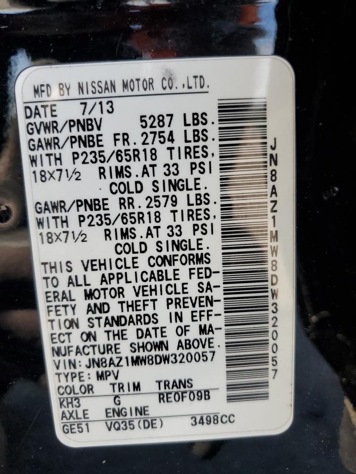 2013 Nissan Murano S VIN: JN8AZ1MW8DW320057 Lot: 61675615