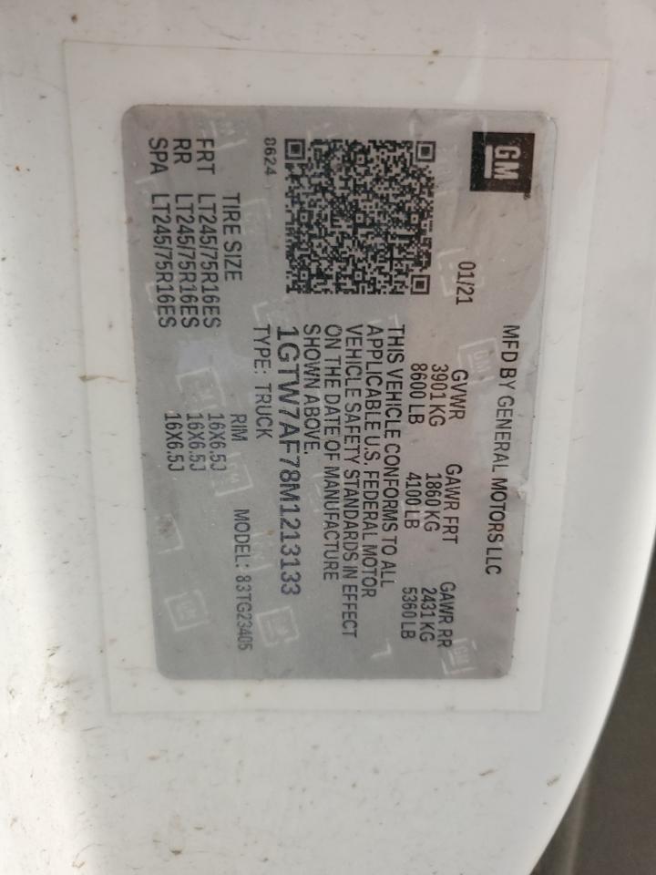 2021 GMC Savana G2500 VIN: 1GTW7AF78M1213133 Lot: 61205945