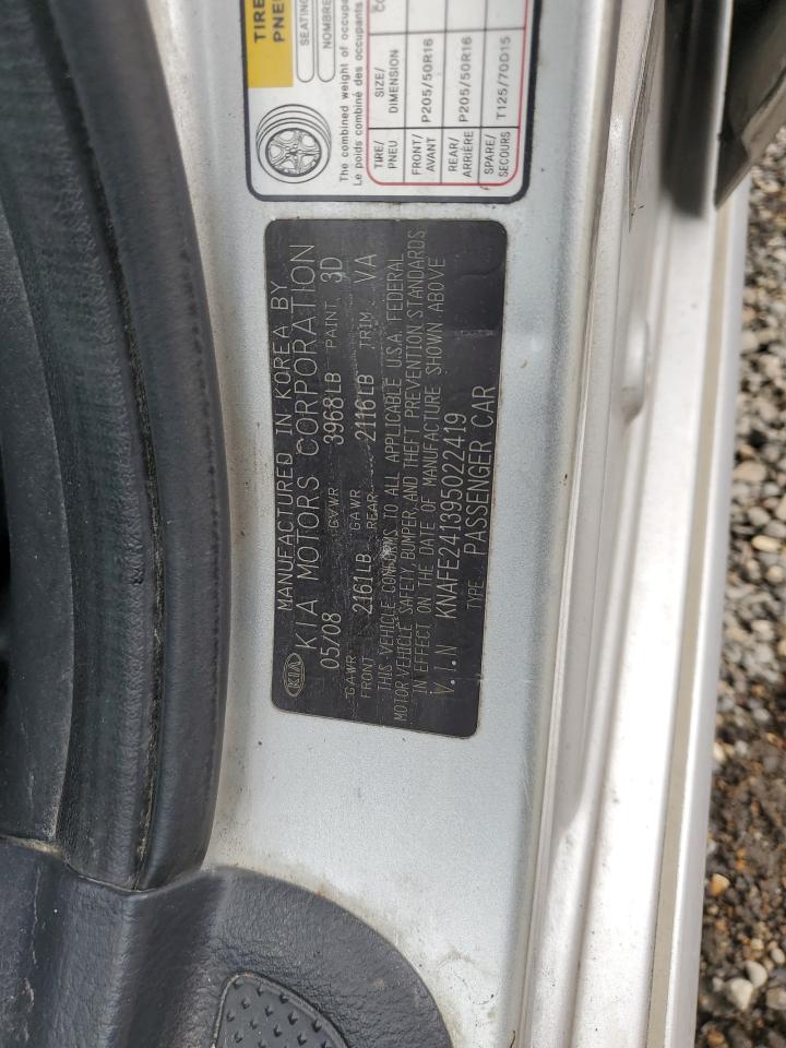 2009 Kia Spectra Sx VIN: KNAFE241395022419 Lot: 61037105